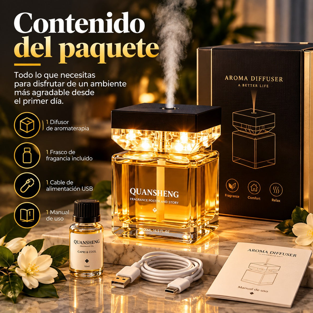 Difusor de Aroma con Luz LED 500 ml