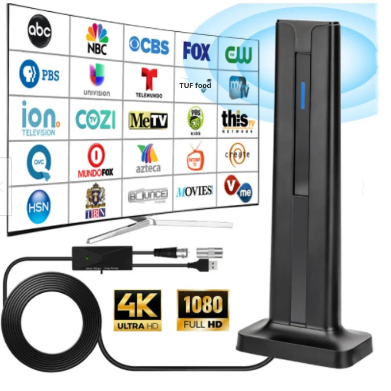 Antena digital HDTV instalada en interior de vivienda captando señal HD