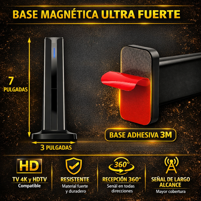 Antena digital HDTV con caja y accesorios incluidos en el empaque